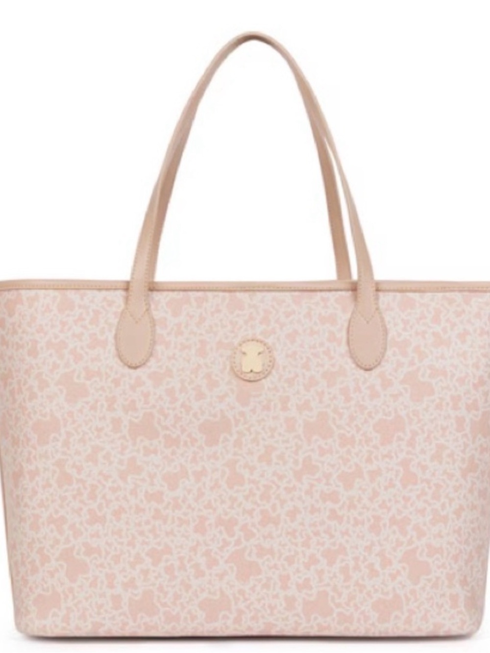 LARGE PINK AND BEIGE KAOS MINI TOTE BAG WITH TOILETRY BAG